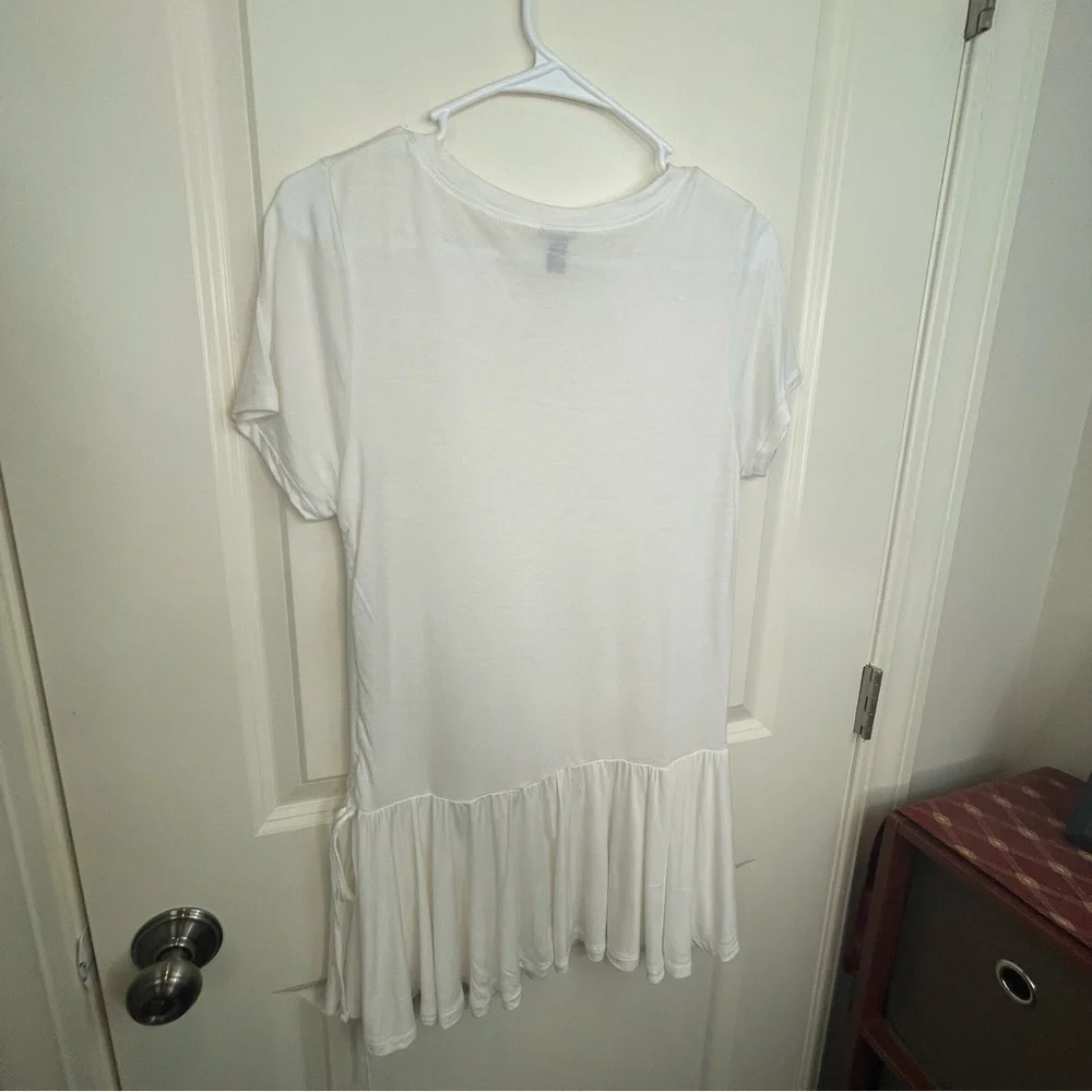 J Crew Side Ruched Peplum Top White T Shirt Dress